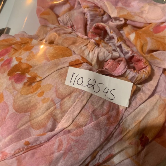 Bella Dahl Floral Print Pink Orange Sleeveless V Neck Tie Blouse Top Size S - Picture 9 of 9